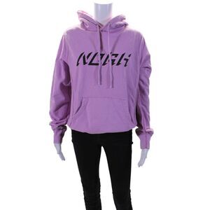 Noah Womens Cotton Fleece Graphic Print Pullover Drawstring Hoodie Pink Size S